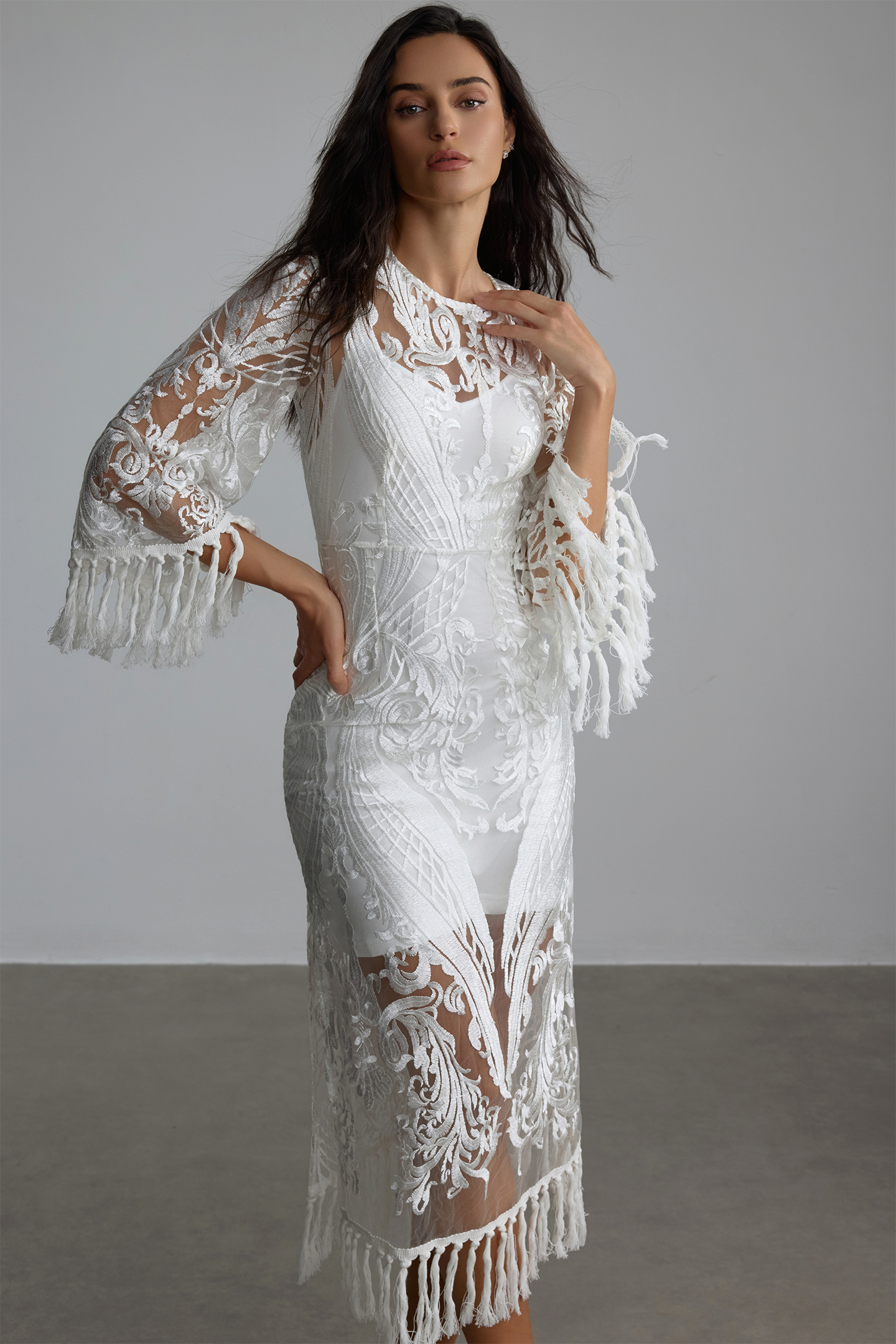 Janice Lace Embroidered Tassel Two Piece Set