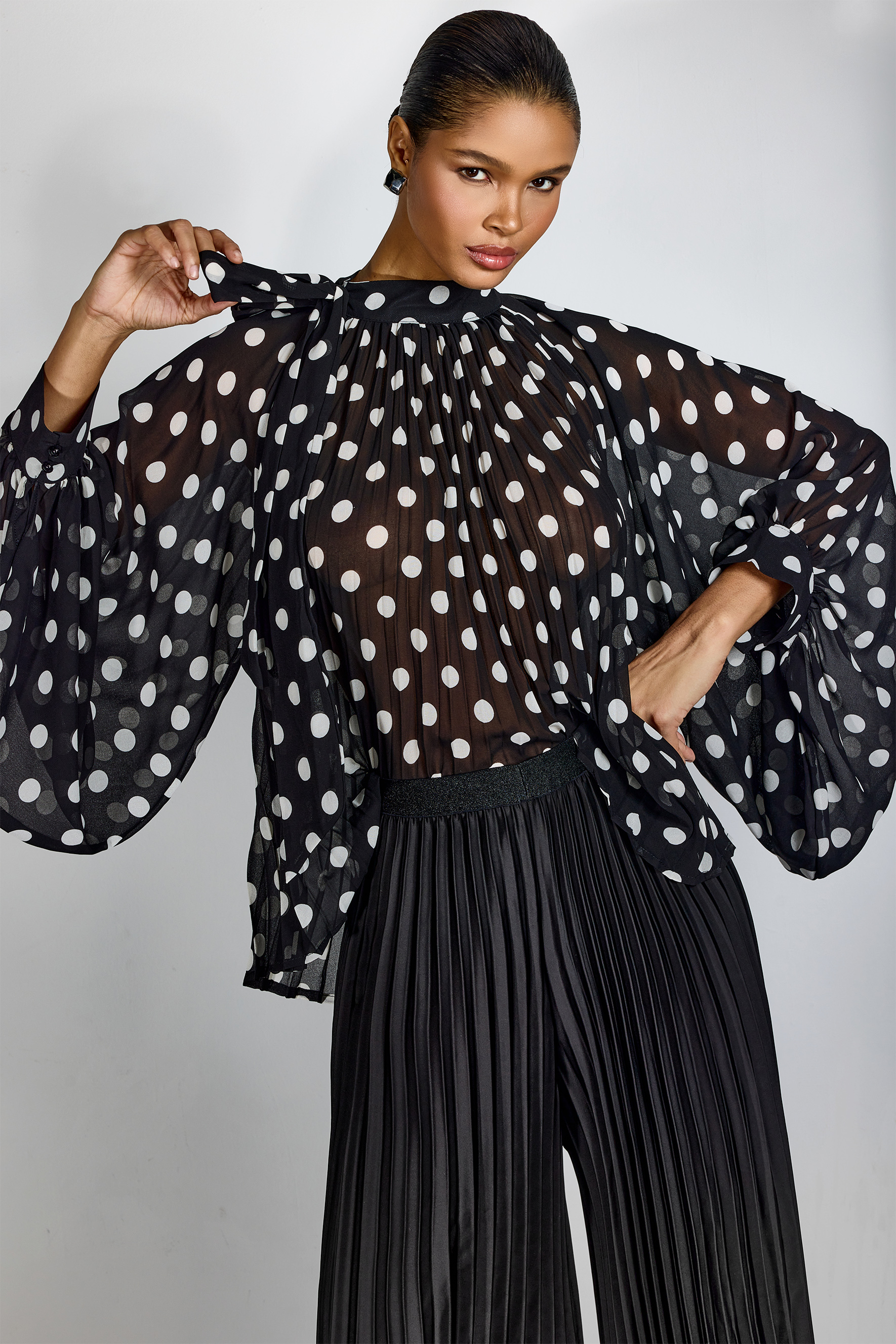 Vania Polka Dot Sheer Chiffon Blouse