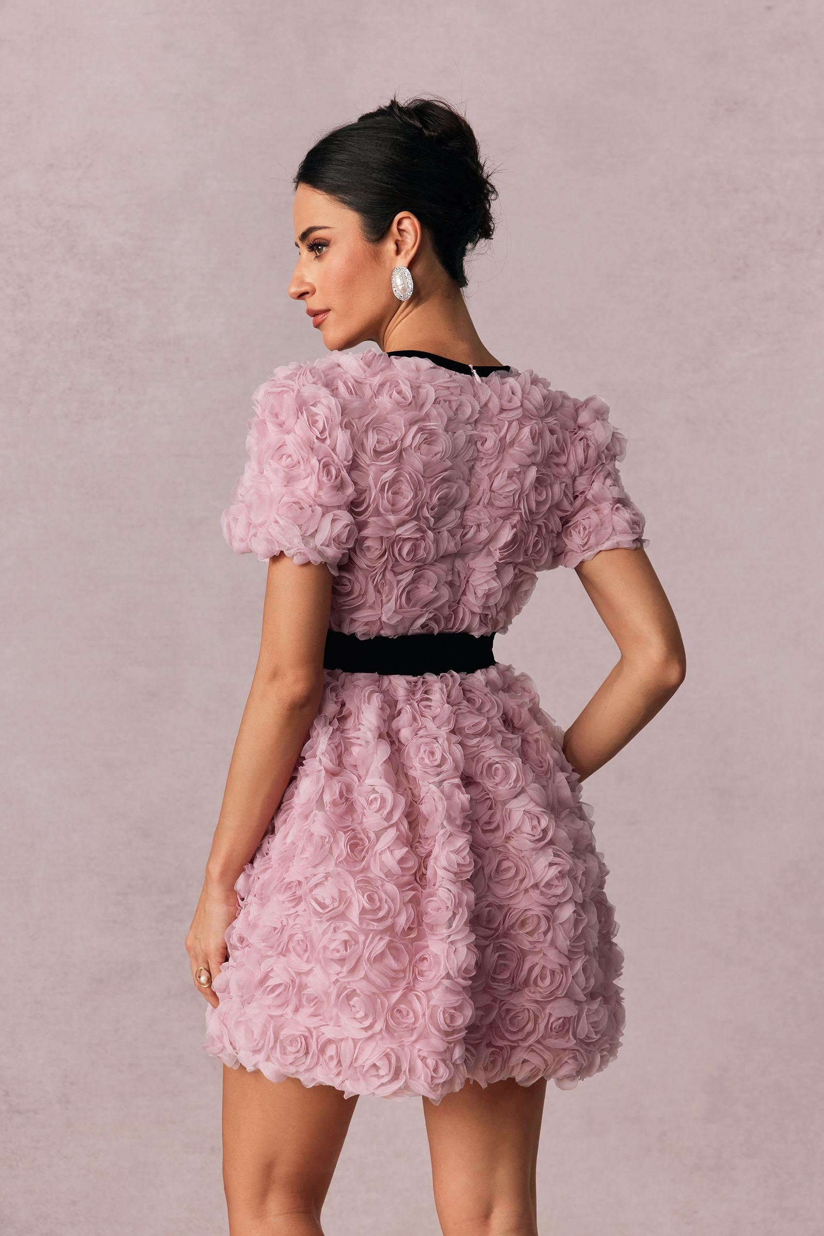 Amelia Rose Embellished V-neck Mini Dress