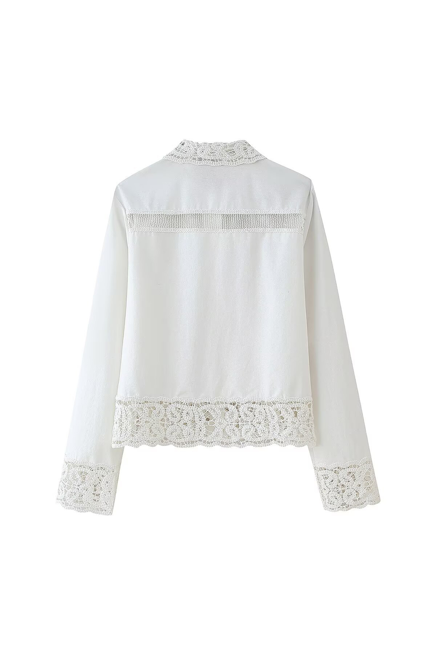 Estelle Lapel Collar Crochet Detail Shirt & Pants Set