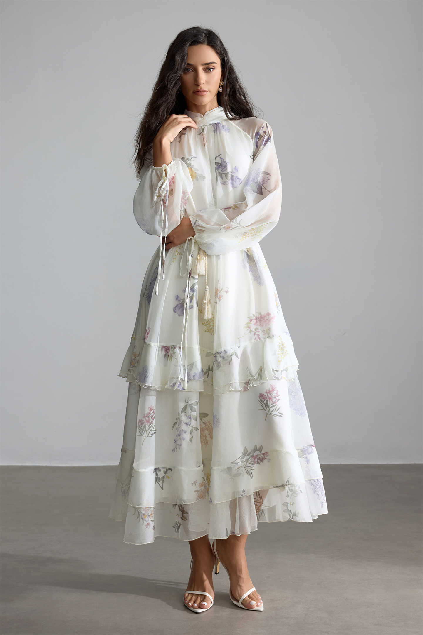 Renee Floral Print Puff Sleeve Maxi Dress