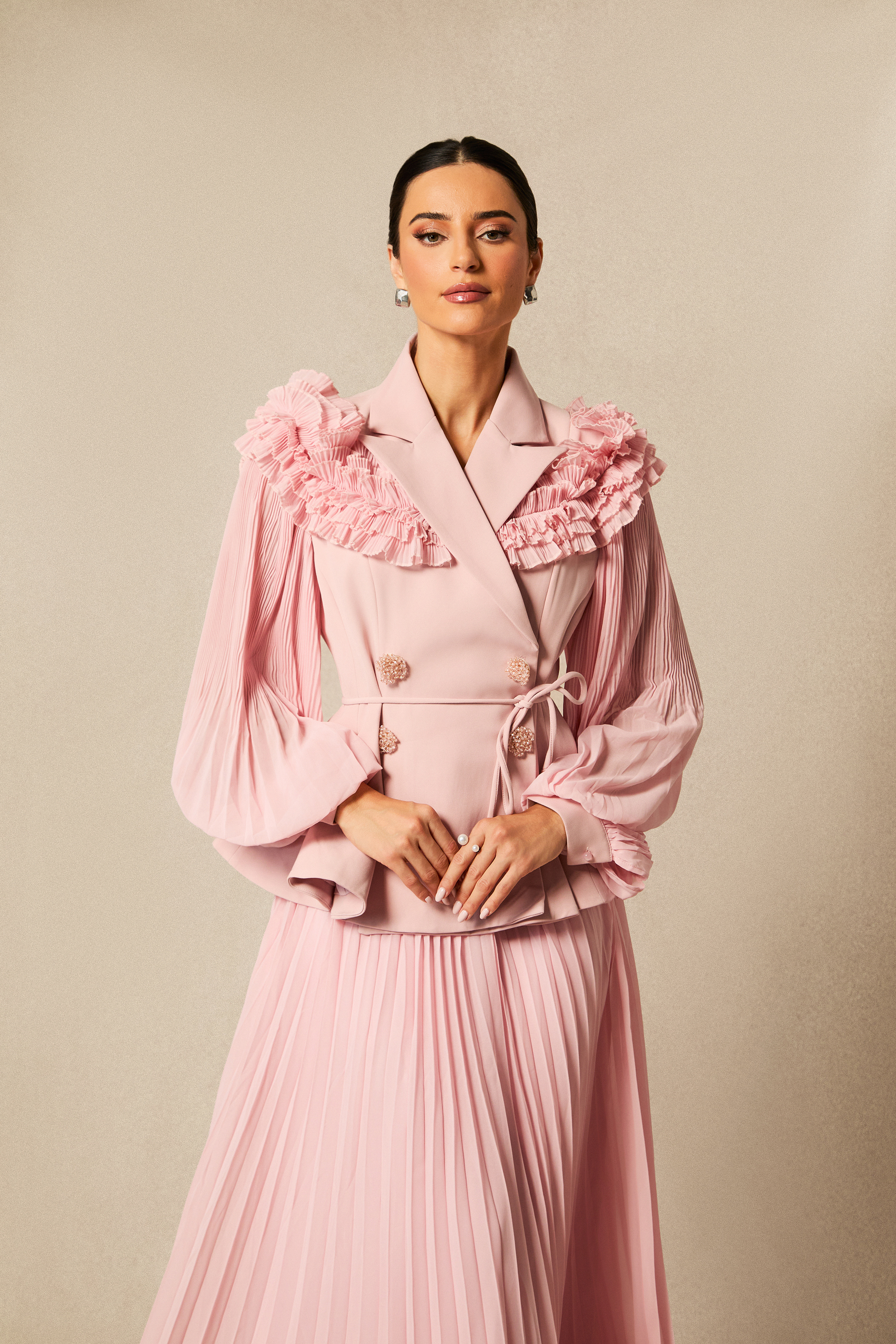 Julia Double Breasted Top & Pleated Skirt Set