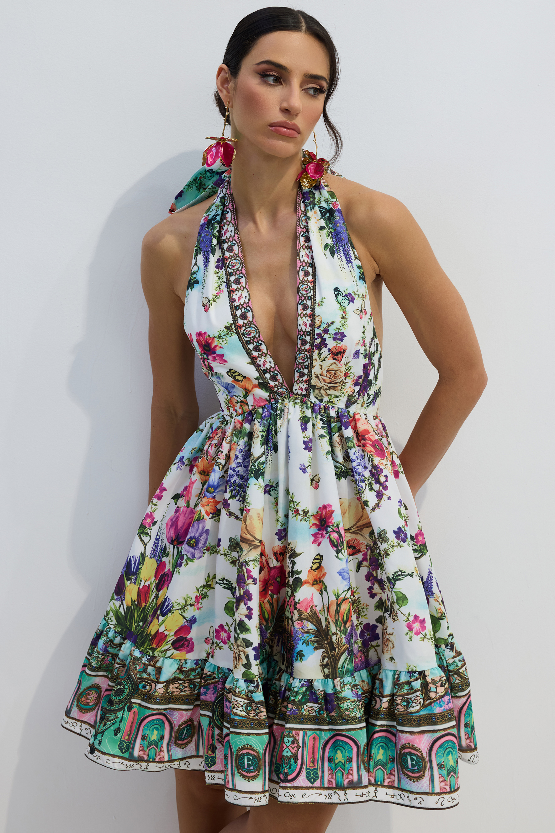 Alice Floral Print Halter Neck Mini Dress