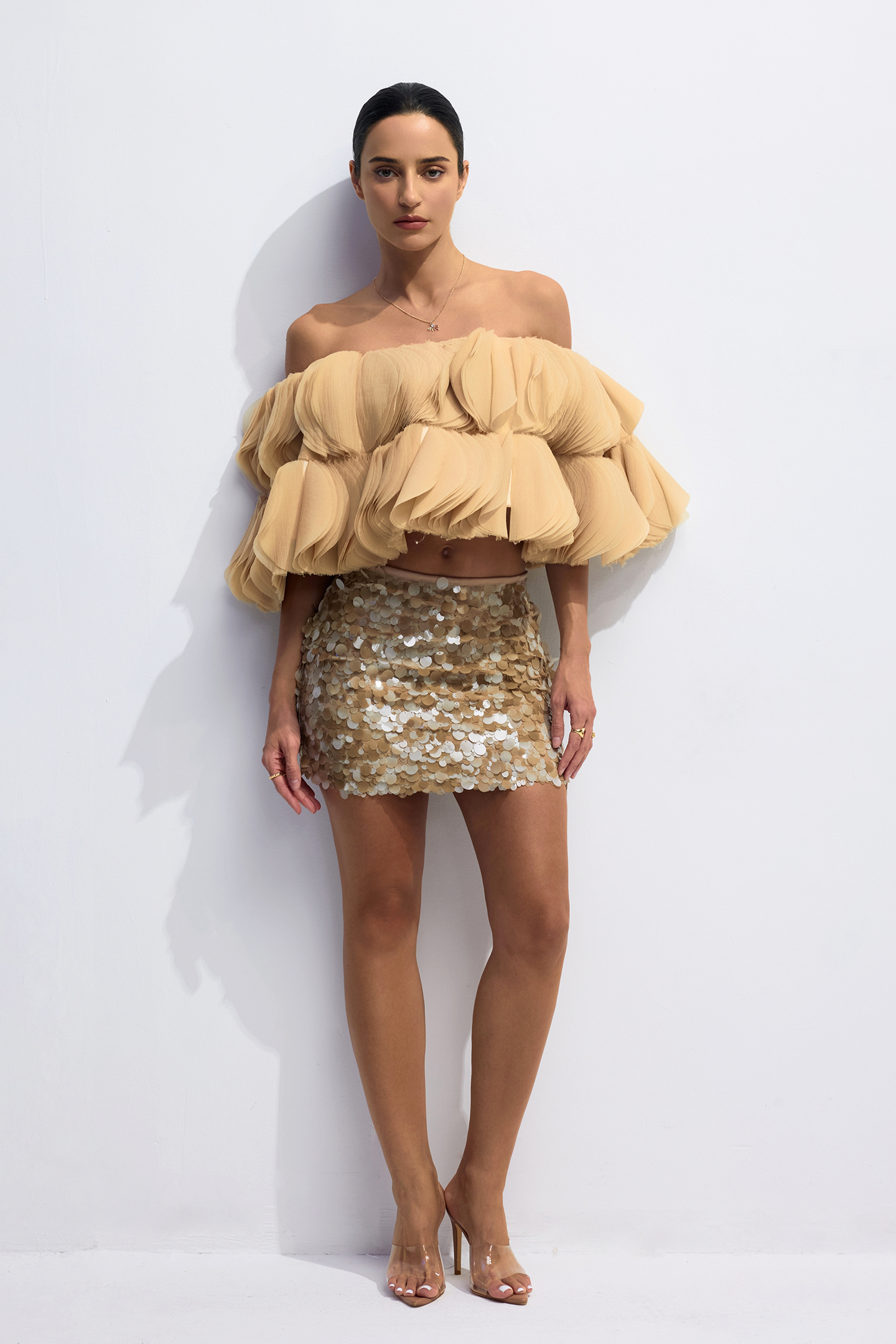 Lillian 3D Petal Off Shoulder Crop Top