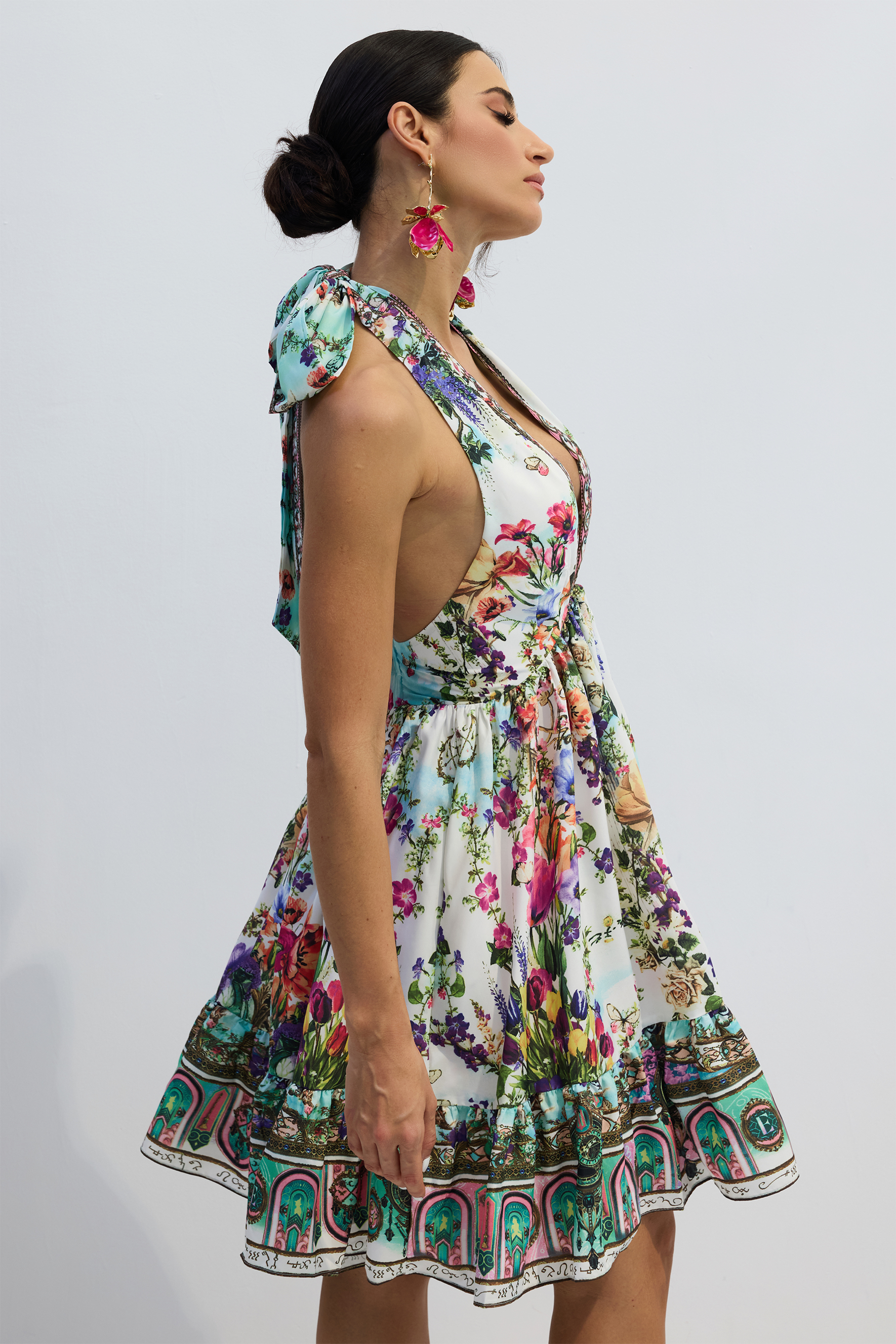 Alice Floral Print Halter Neck Mini Dress