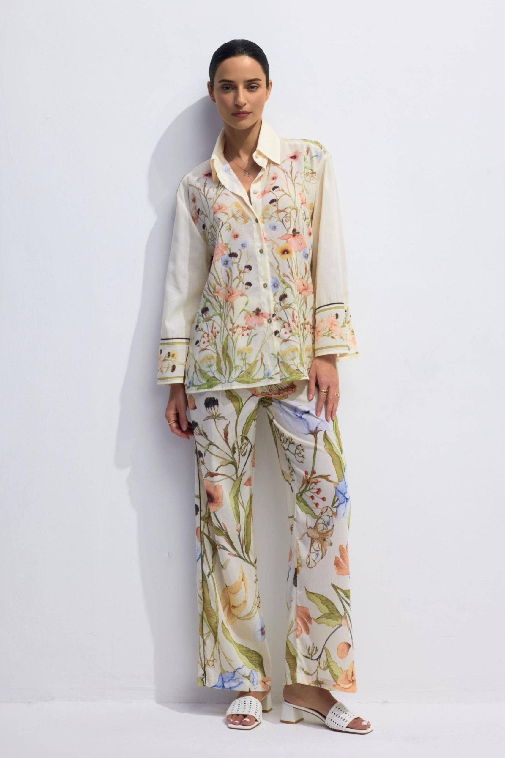 Karen Floral Print Long Sleeve Shirt & Pants Set