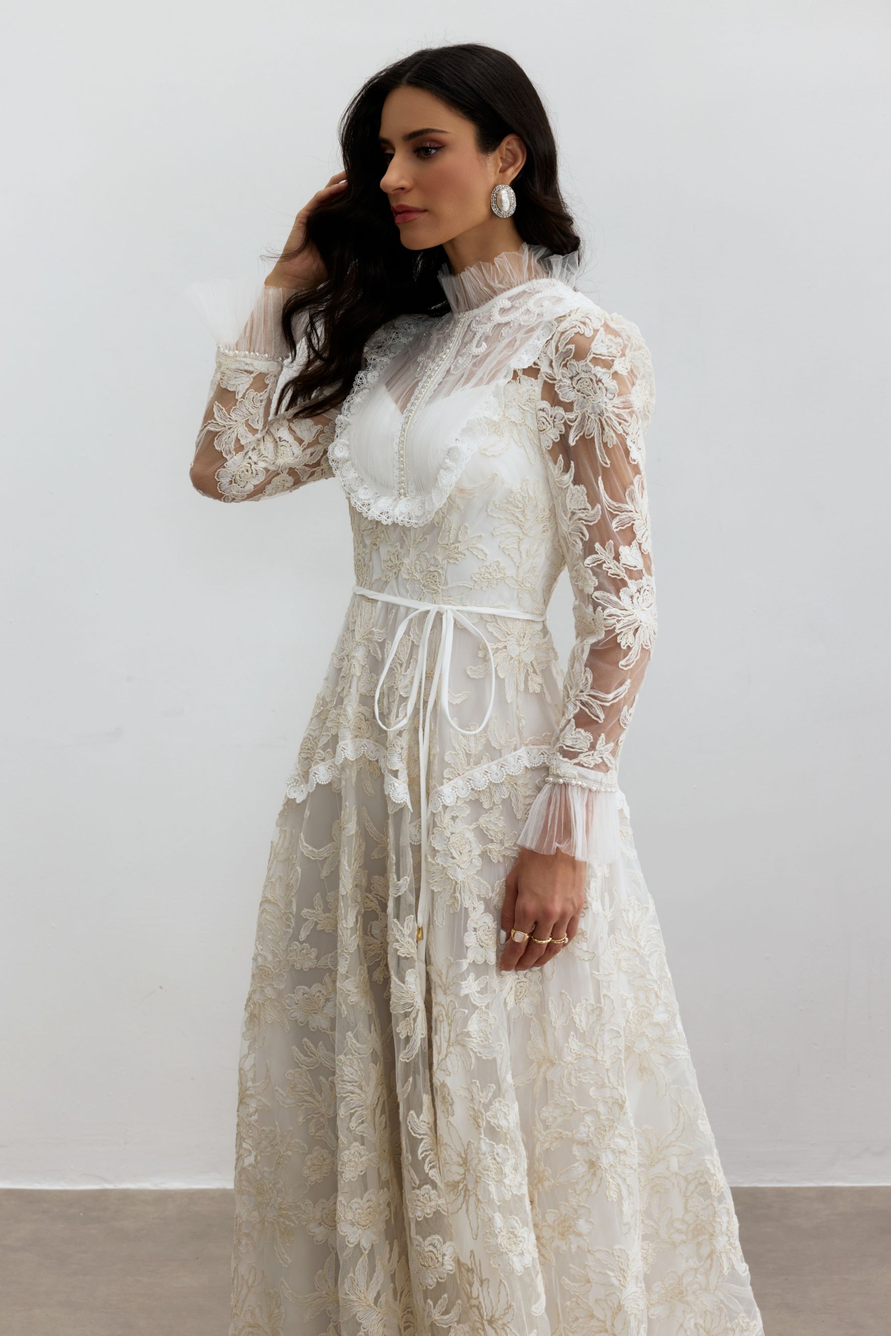 Alice Floral Lace Mock Neck Maxi Dress