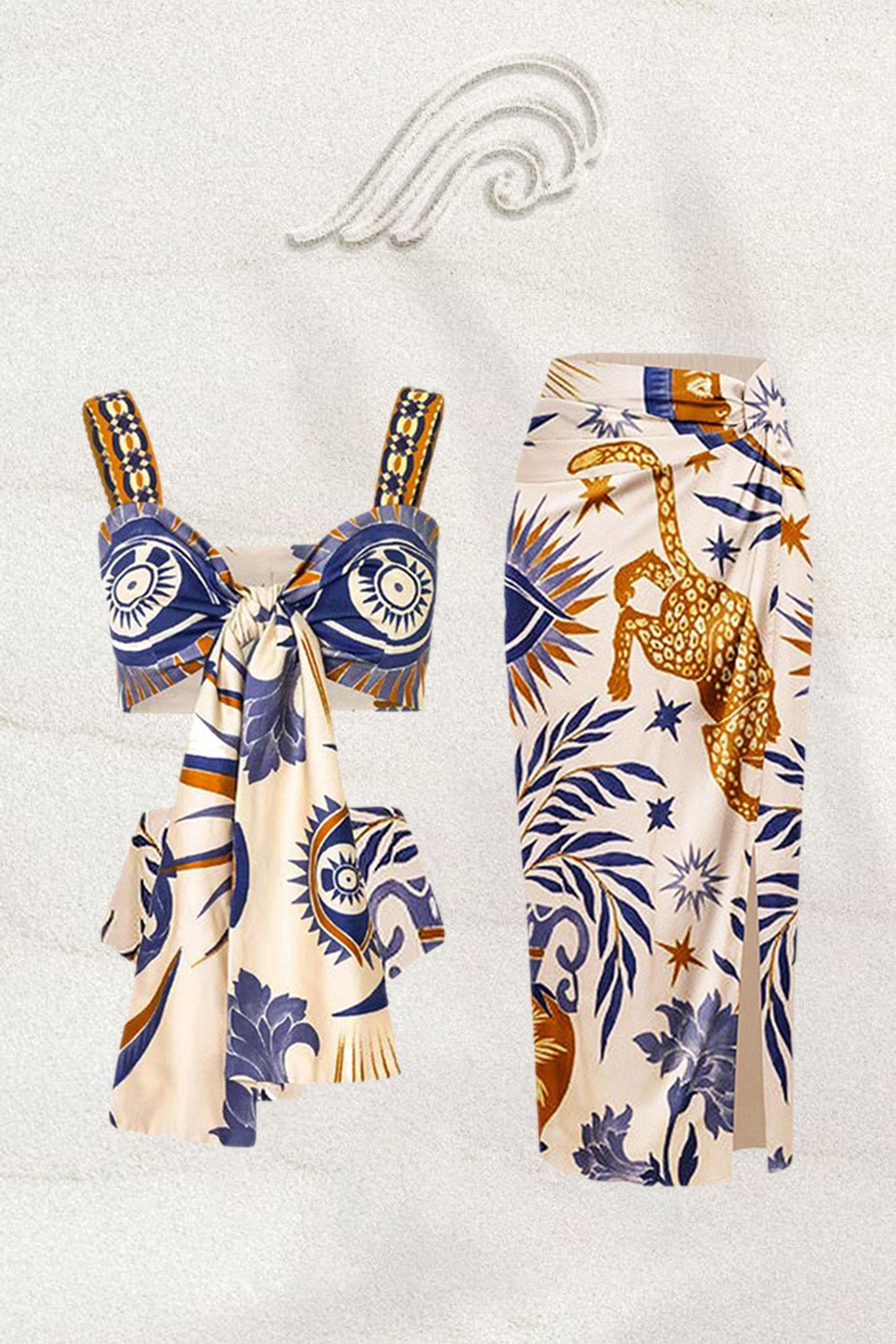 Thelma Printed Three-piece Swim Set