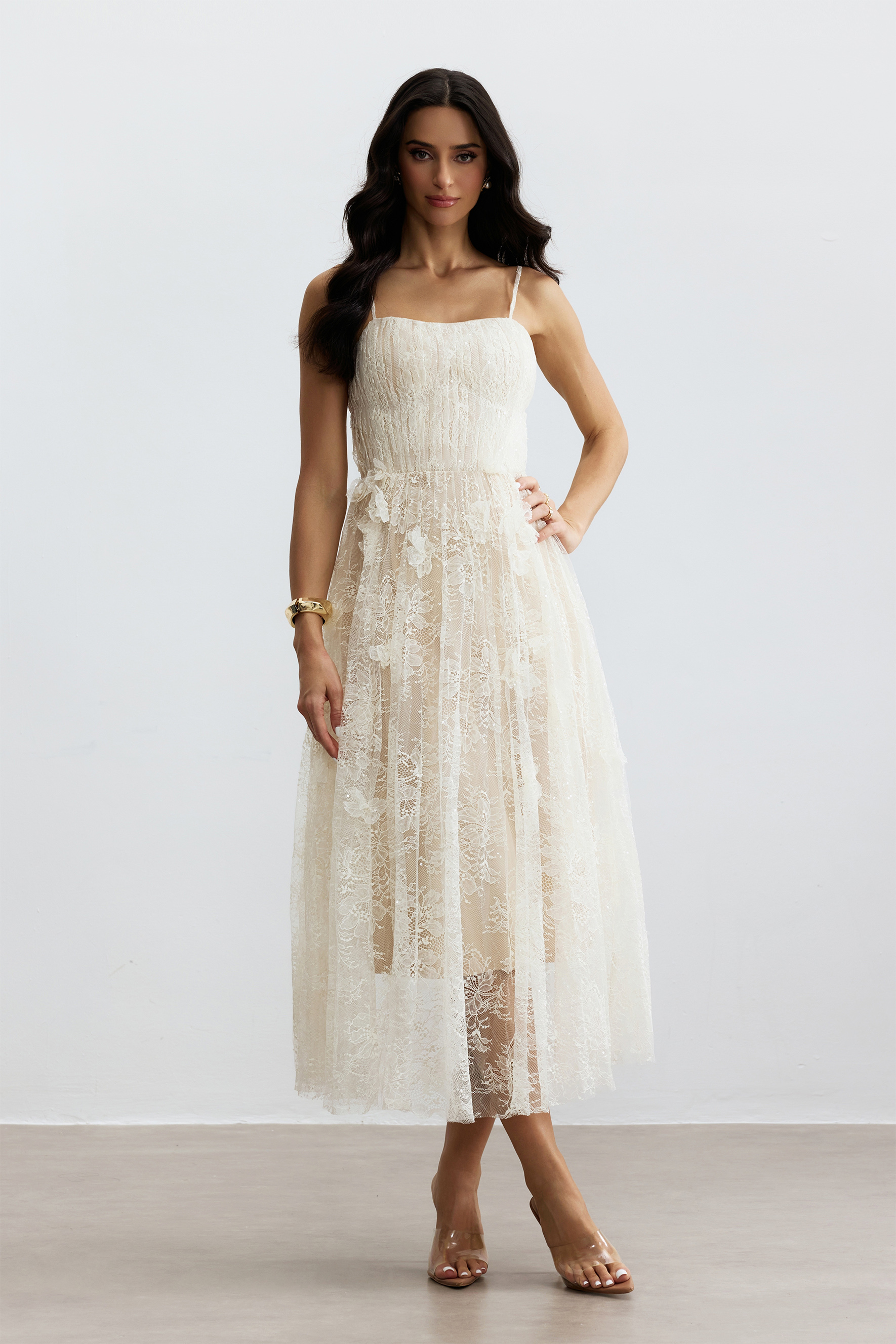 Anastasia Floral Embroidered Tulle Maxi Dress