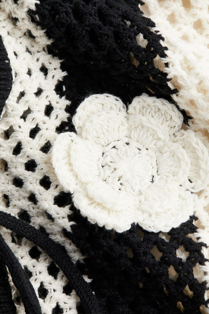 Hermosa Floral Applique Hollow Knit Vest