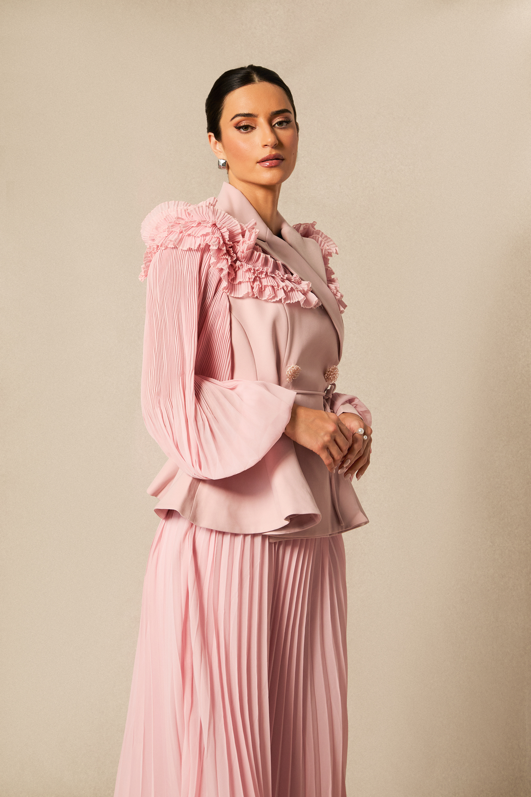 Julia Double Breasted Top & Pleated Skirt Set