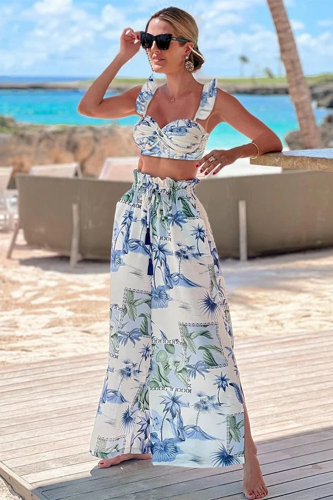 Belinda Floral Printed Ruffle Three-piece Swim Set