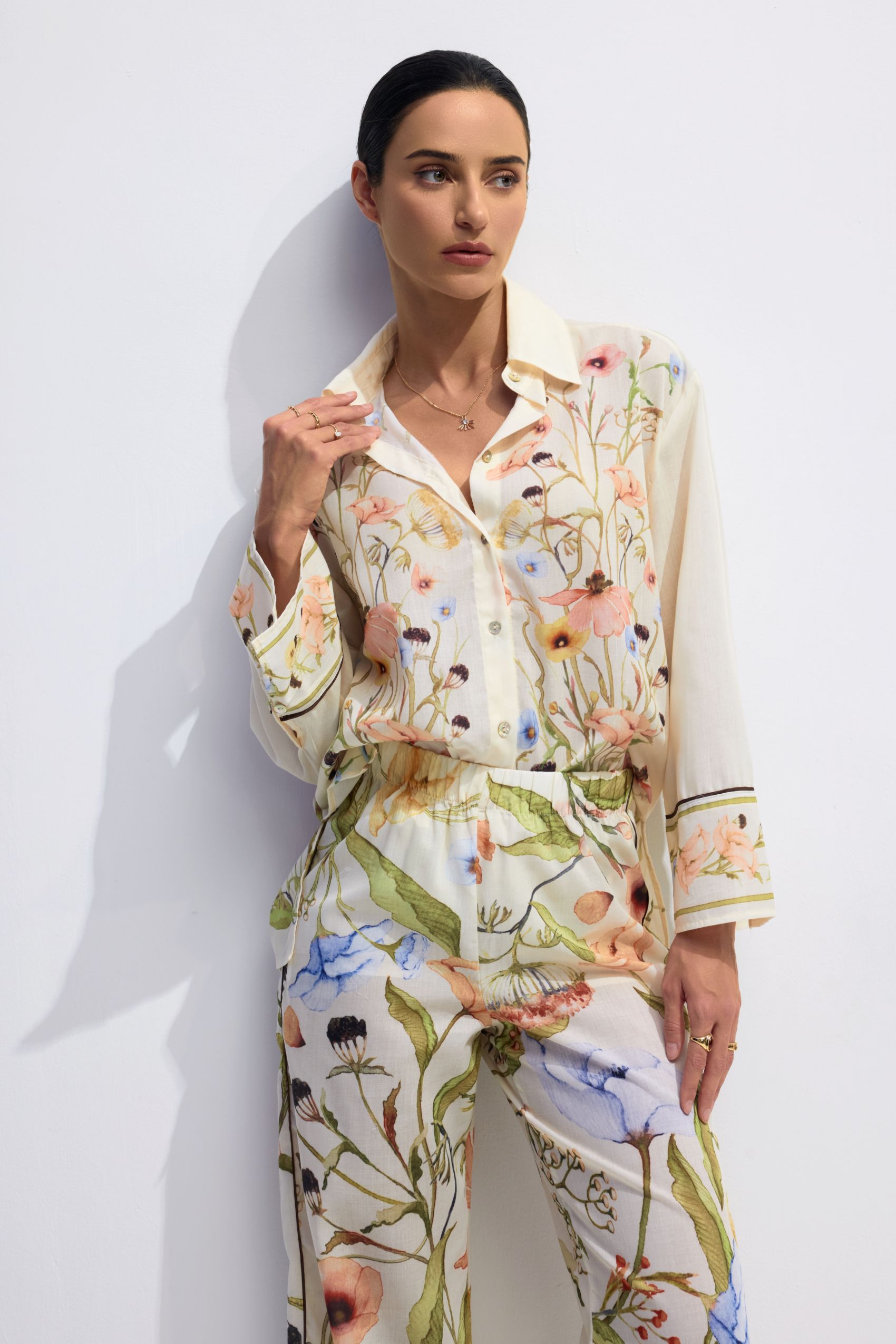 Karen Floral Print Long Sleeve Shirt & Pants Set