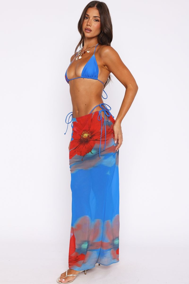 Cecillia Floral Print Halter Three-piece Swim Set