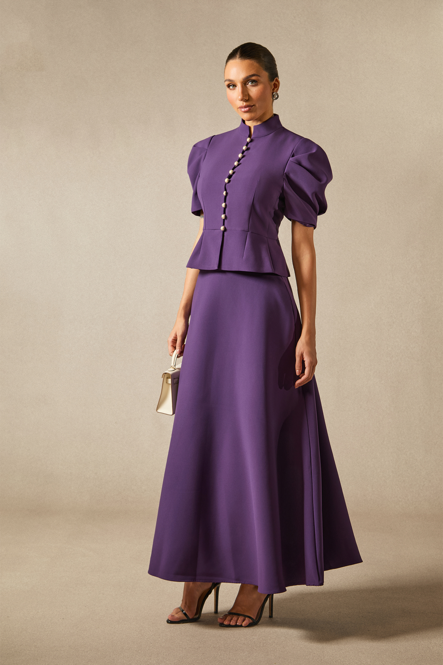 Rosie Mock Neck Puff Sleeve Top & Maxi Skirt Set